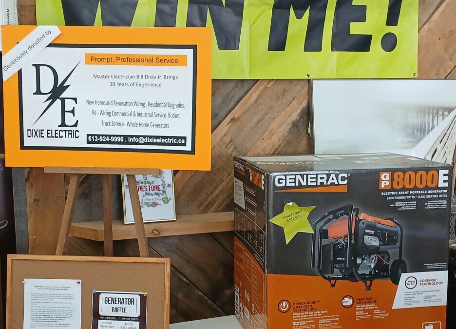 An 8000 watt generator donated by Dixie Electric on display in the Brockville ReStore